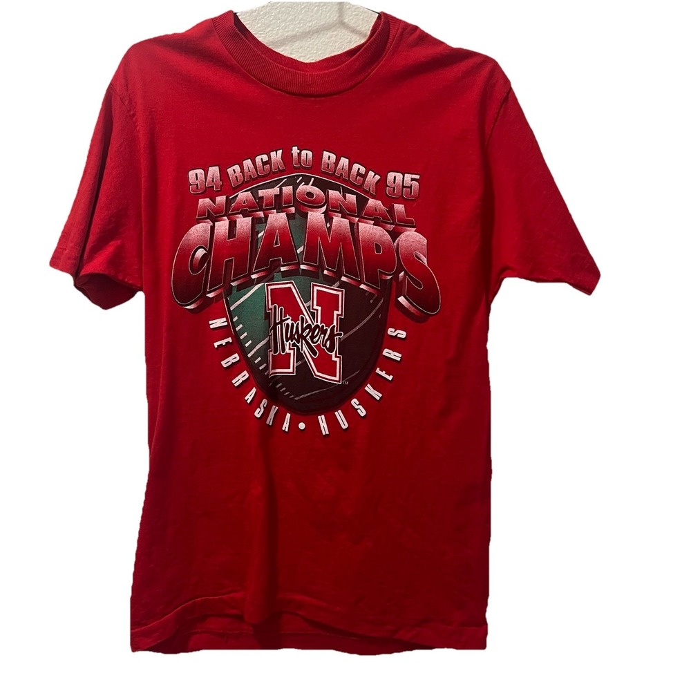 Vintage Nebraska Huskers National Champs Tee Medium Salem Sportswear 1994 1995